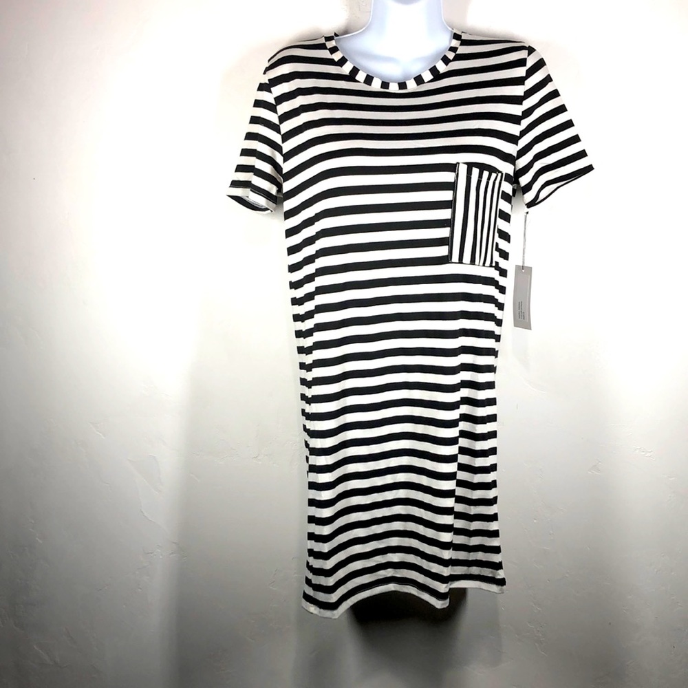 NWT Atid black and white stripe dress size small